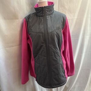 New Balance Jacket Womens 1X Grey/Pink W/Logo‎ Lightweight Warm Casual Pockets